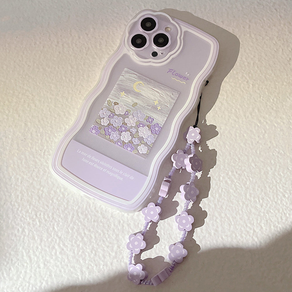 For iPhone 13 Pro TPU Phone Case Oil Painting Design Flower Mobile Phone Shell with Flower Decor Hand Strap For iPhone 13 Pro TPU Phone Case Oil Painting Design Flower Mobile Phone Shell with Flower Decor Hand Strap